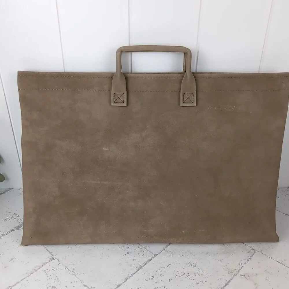 Vintage Hazel Mojave Suede Portfolio Document Briefcase Messenger Bag Tan
